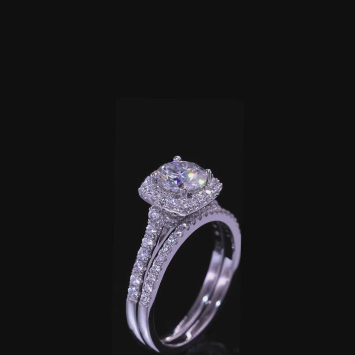 925 Sterling Silver VVS1 D Color Moissanite Bridal Ring Set for Woman Wedding Valentine's Day Gift Wholesale Certified